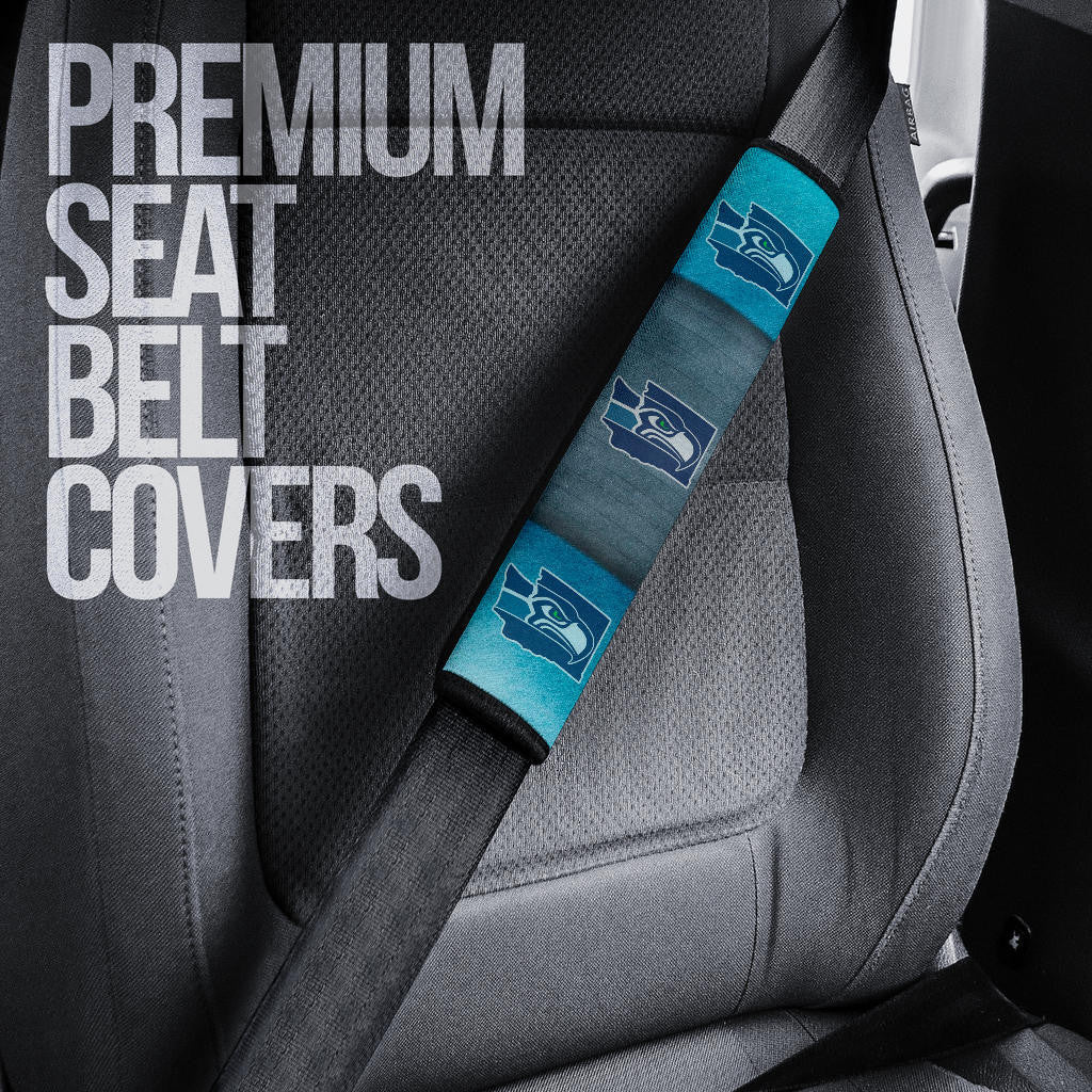 American Football Team Seat Belt Covers - Seattle Seahawks On Blue Ocean Belt Covers