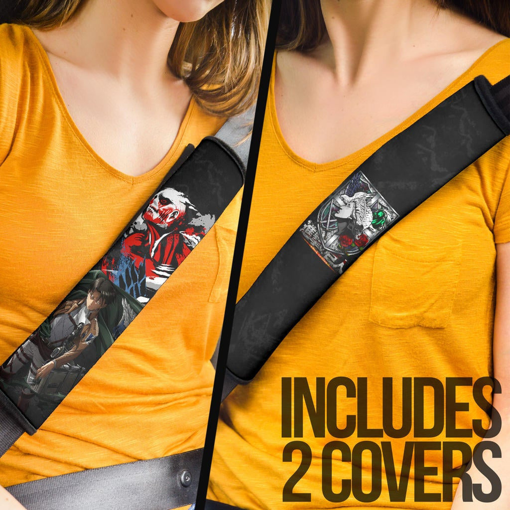 Attack On Titan Anime Seat Belt Covers - Levi Colossal Titan Transformer Metal AOT Corps Belt Covers