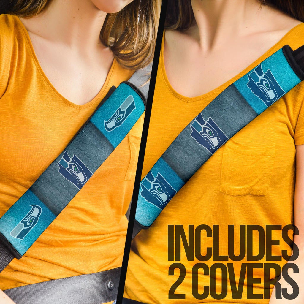 American Football Team Seat Belt Covers - Seattle Seahawks On Blue Ocean Belt Covers
