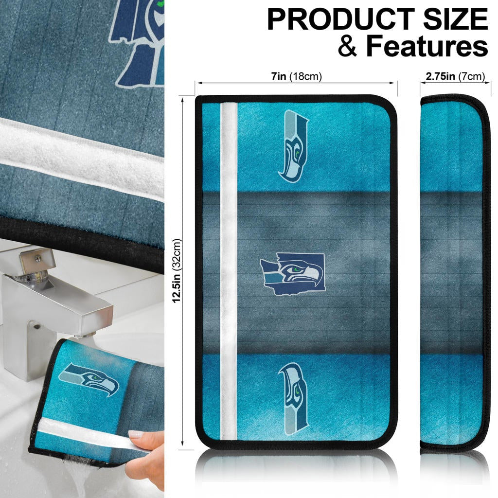 American Football Team Seat Belt Covers - Seattle Seahawks On Blue Ocean Belt Covers
