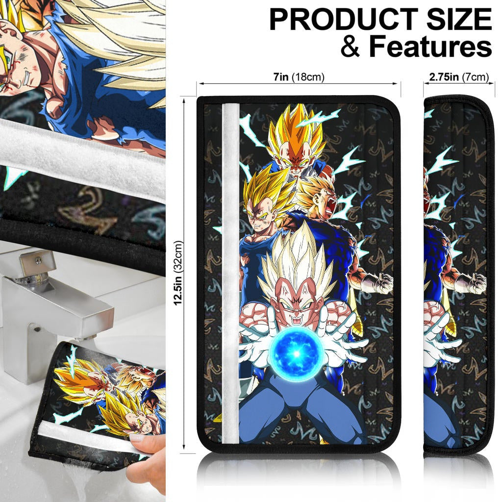 Dragon Ball Anime Seat Belt Covers - Vegeta Super Powers Majin M Symbol Patterns Belt Covers