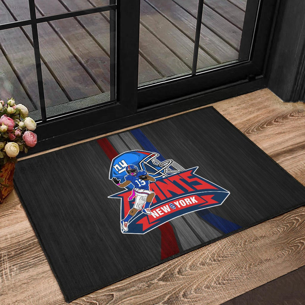 New York Giants American Football Team Door Mat Player 13 Protecting Rugby Ball Running Black Door Mat Home Decor