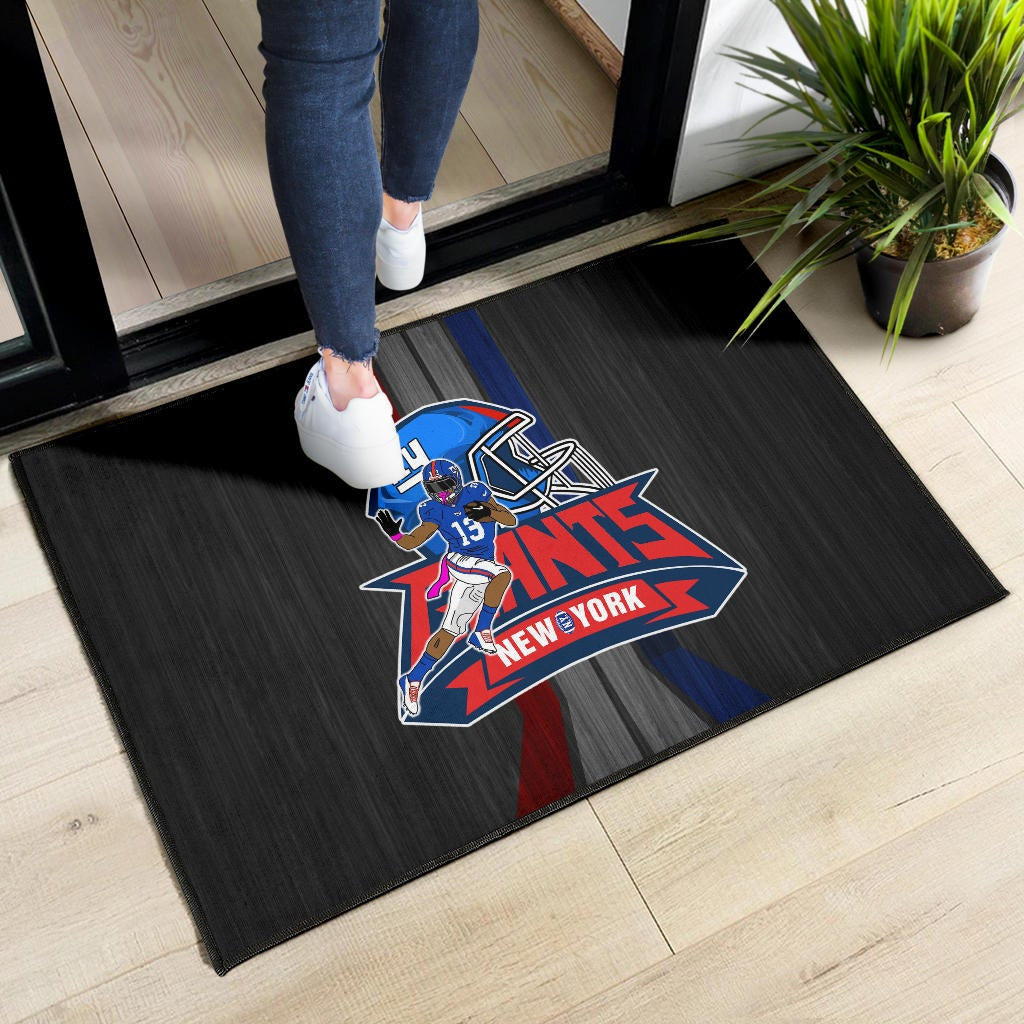 New York Giants American Football Team Door Mat Player 13 Protecting Rugby Ball Running Black Door Mat Home Decor