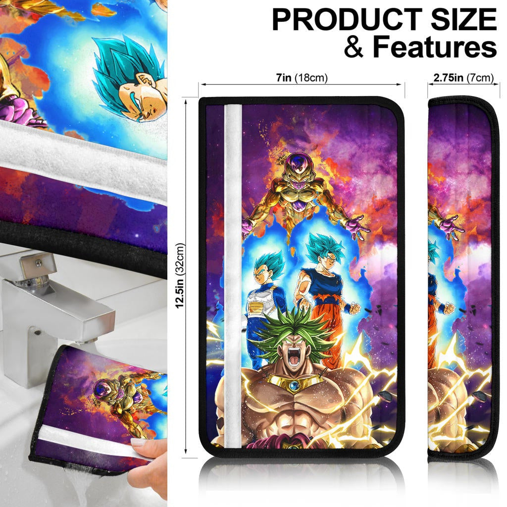 Dragon Ball Anime Seat Belt Covers - Giant Broly Super Power Lightning With Goku Vegeta Potara Belt Covers