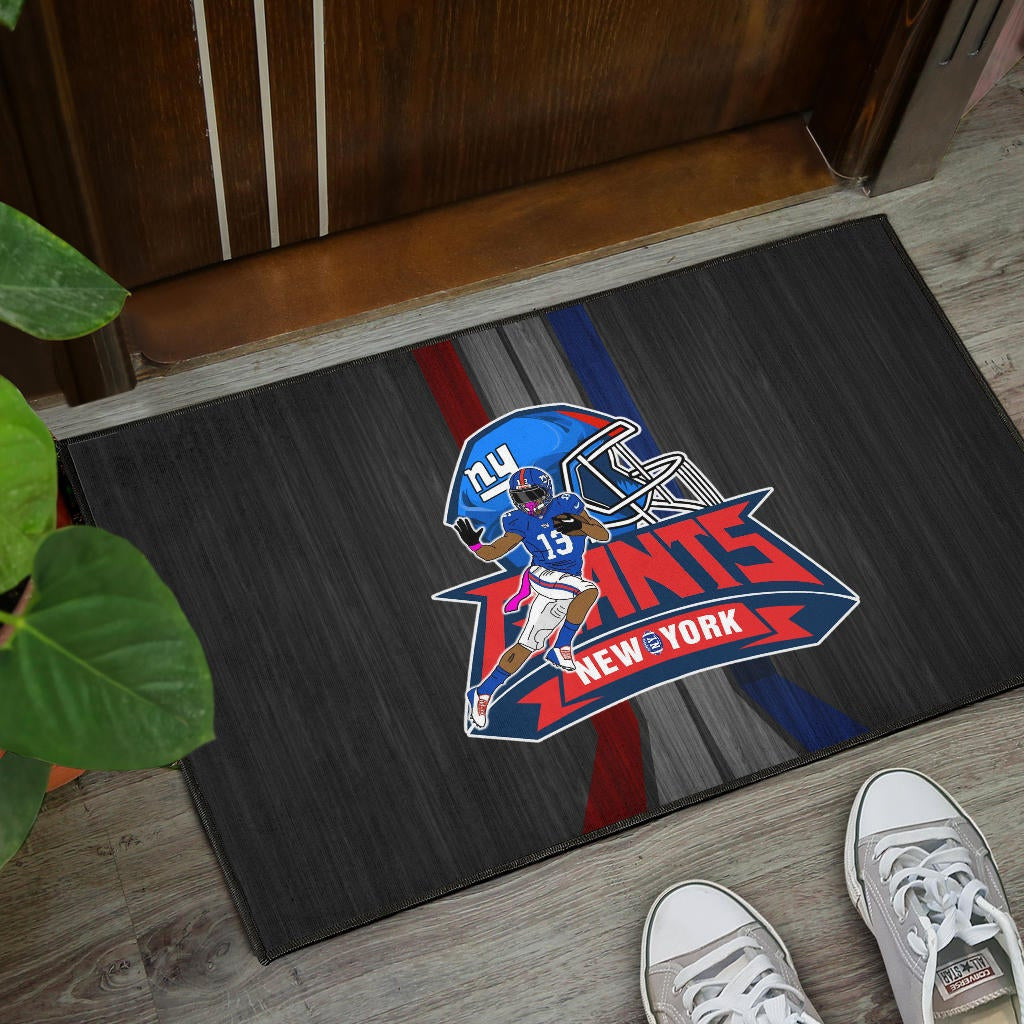 New York Giants American Football Team Door Mat Player 13 Protecting Rugby Ball Running Black Door Mat Home Decor