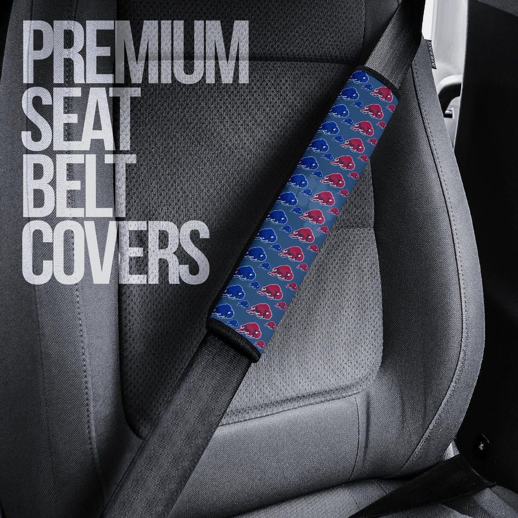 Buffalo Bills American Football Team Seat Belt Covers Human Shield With Rugby Ball Buffalo Silhouette Patterns Belt Covers