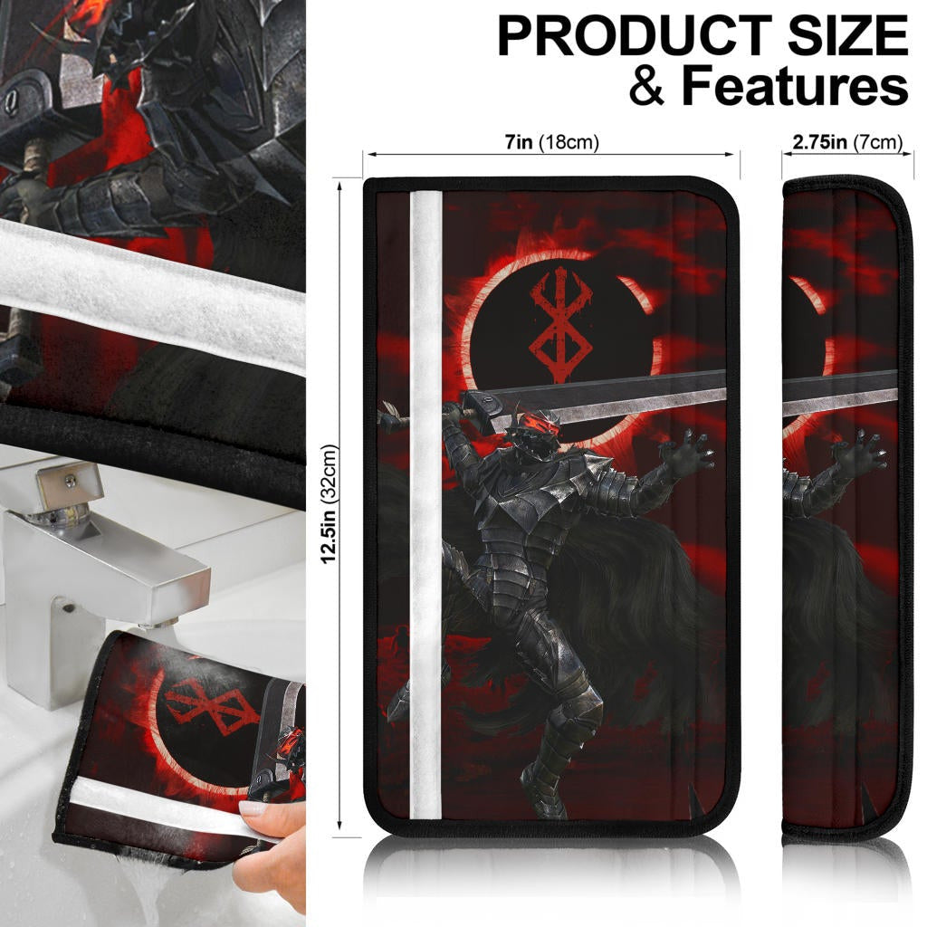 Berserk Anime Seat Belt Covers - Guts Armor Armadura Fighting Dark Black Sun Belt Covers