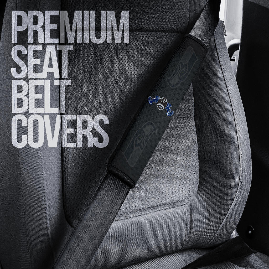 American Football Team Seat Belt Covers - Seattle Seahawks Head With Wings Rugby Balls Belt Covers