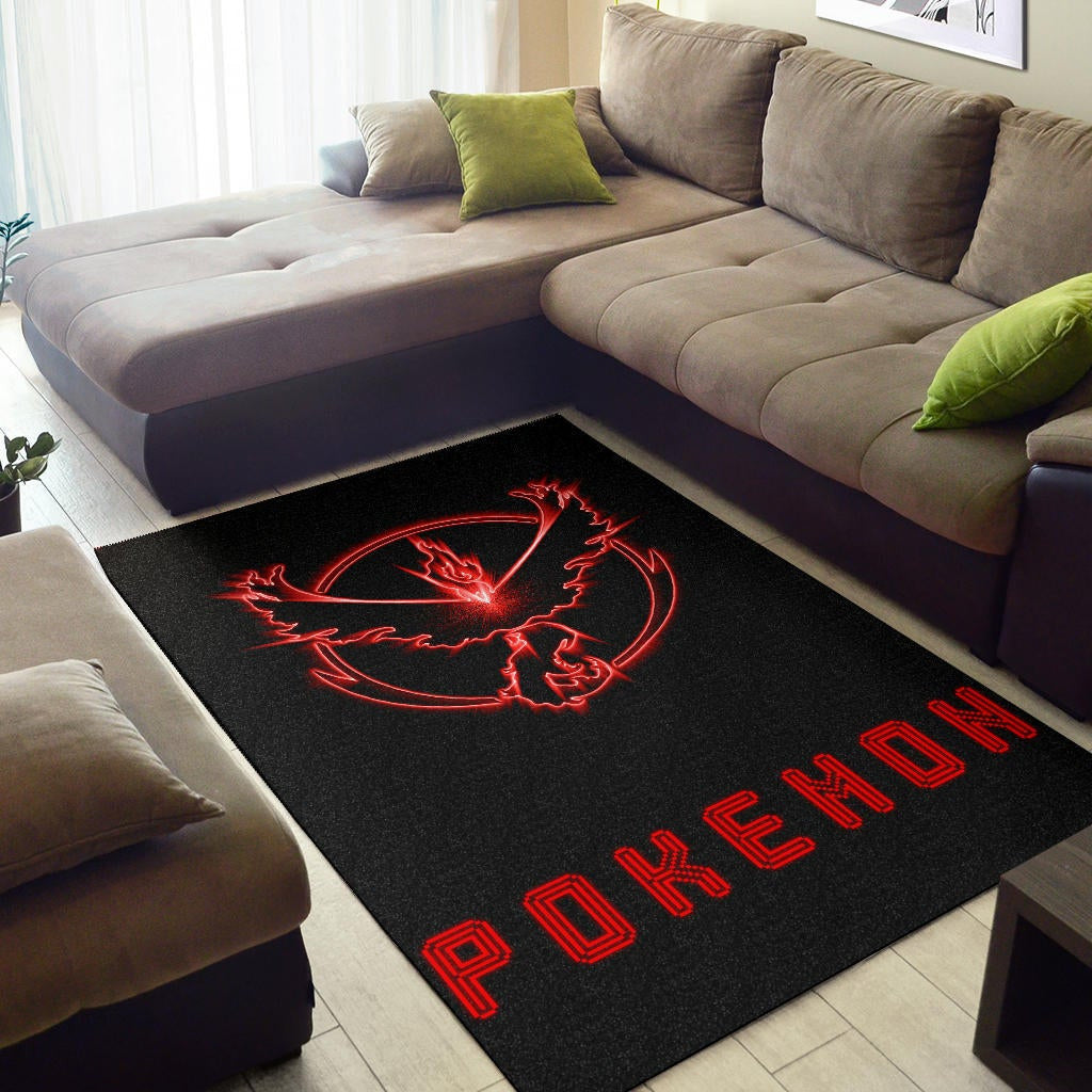Pokemon Anime Area Rug Team Valor Symbol Red Moltres Relies On Strength Pokemon Go Rugs Home Decor