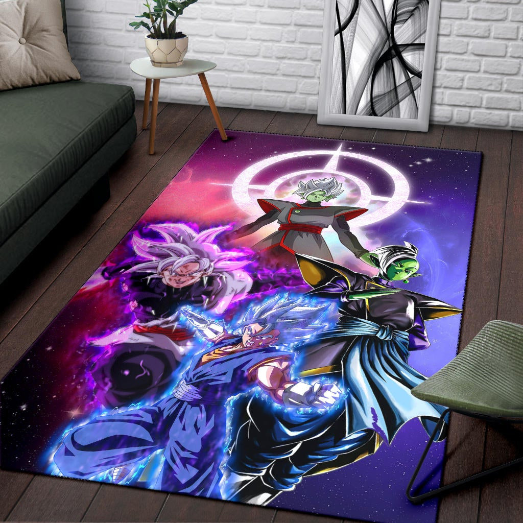 Dragon Ball Anime Area Rug - DB Super Saiyan Fighting Burst Limit Red And Blue Rugs Home Decor