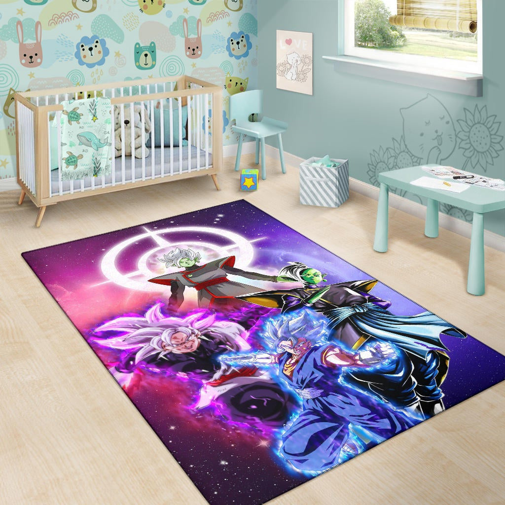 Dragon Ball Anime Area Rug - DB Super Saiyan Fighting Burst Limit Red And Blue Rugs Home Decor