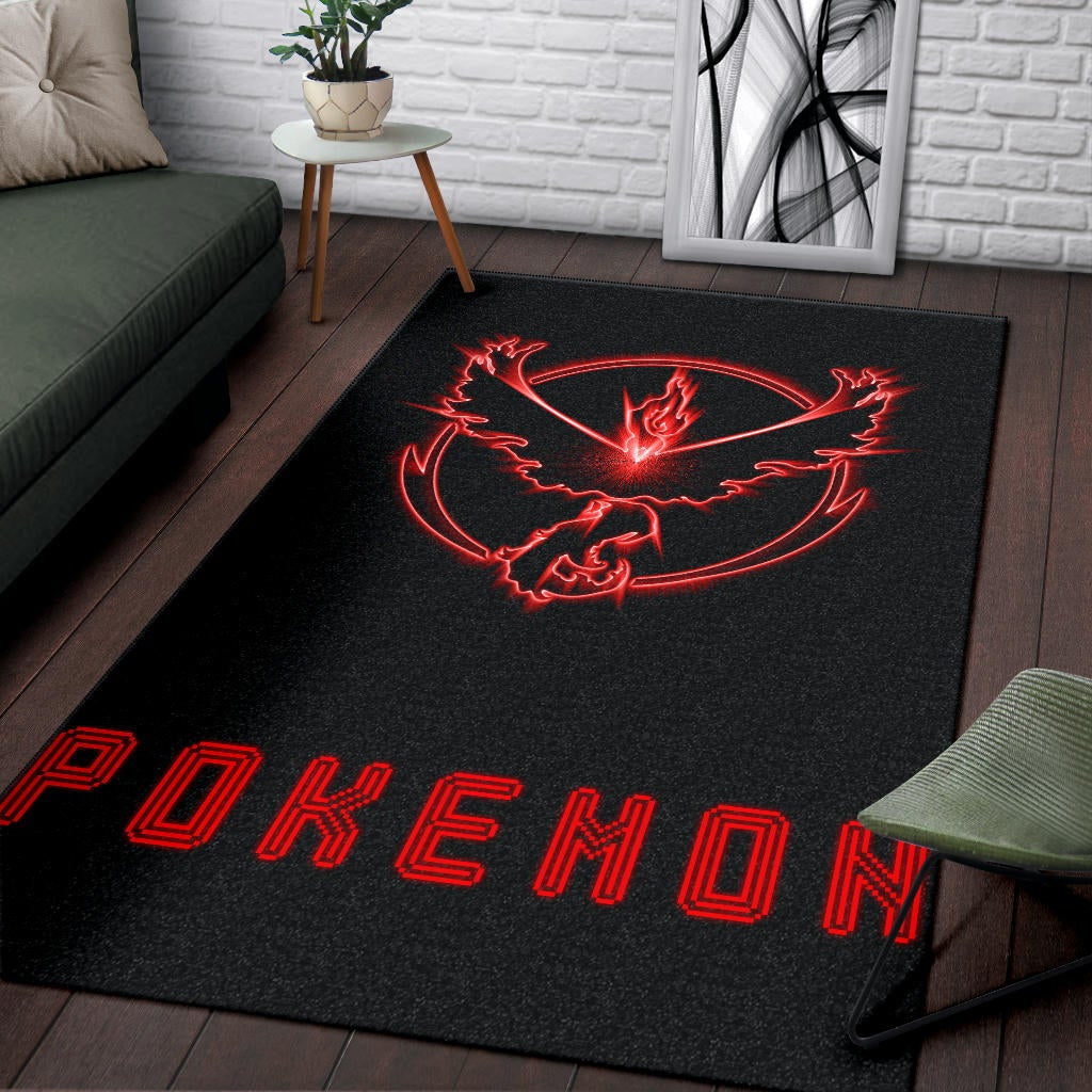 Pokemon Anime Area Rug Team Valor Symbol Red Moltres Relies On Strength Pokemon Go Rugs Home Decor