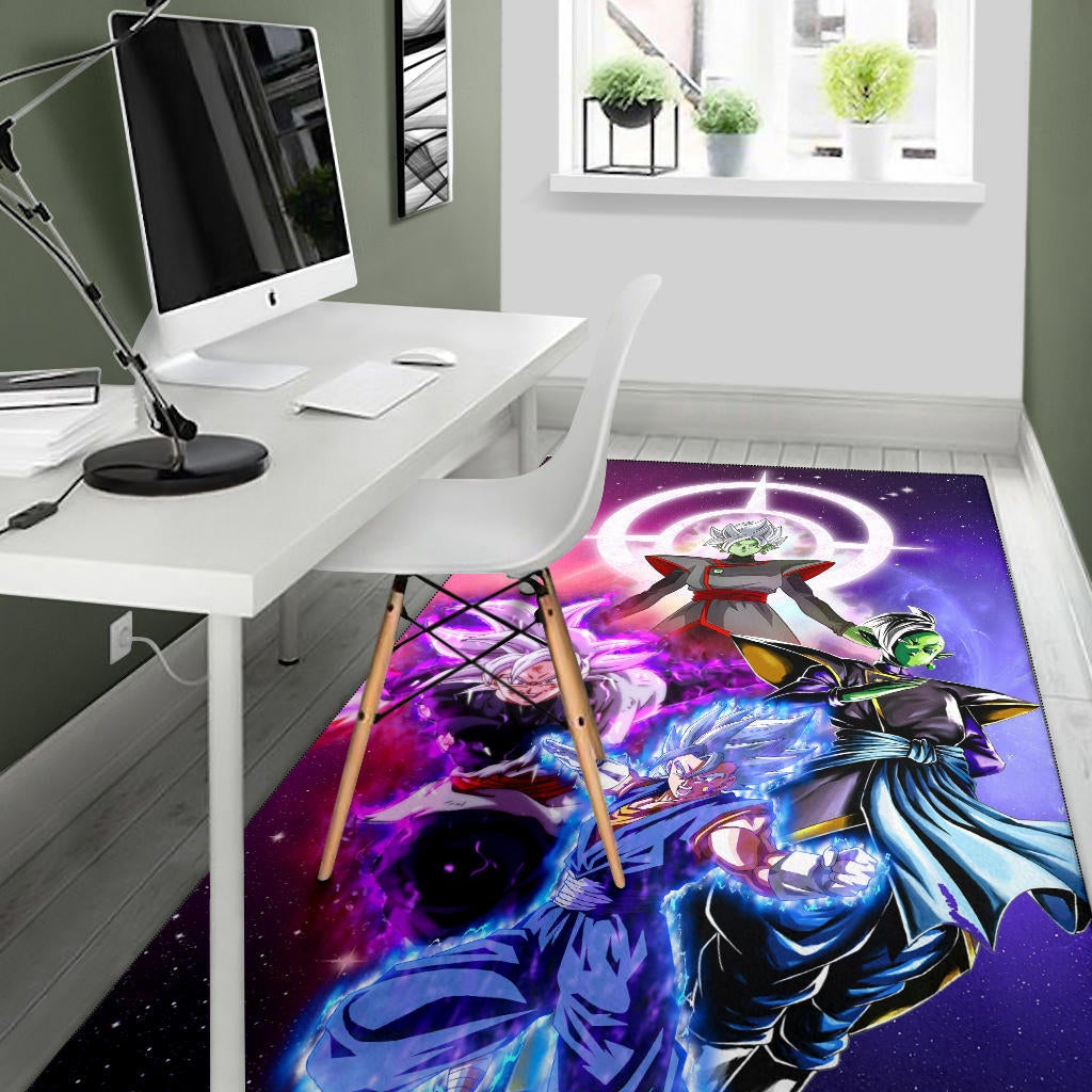 Dragon Ball Anime Area Rug - DB Super Saiyan Fighting Burst Limit Red And Blue Rugs Home Decor