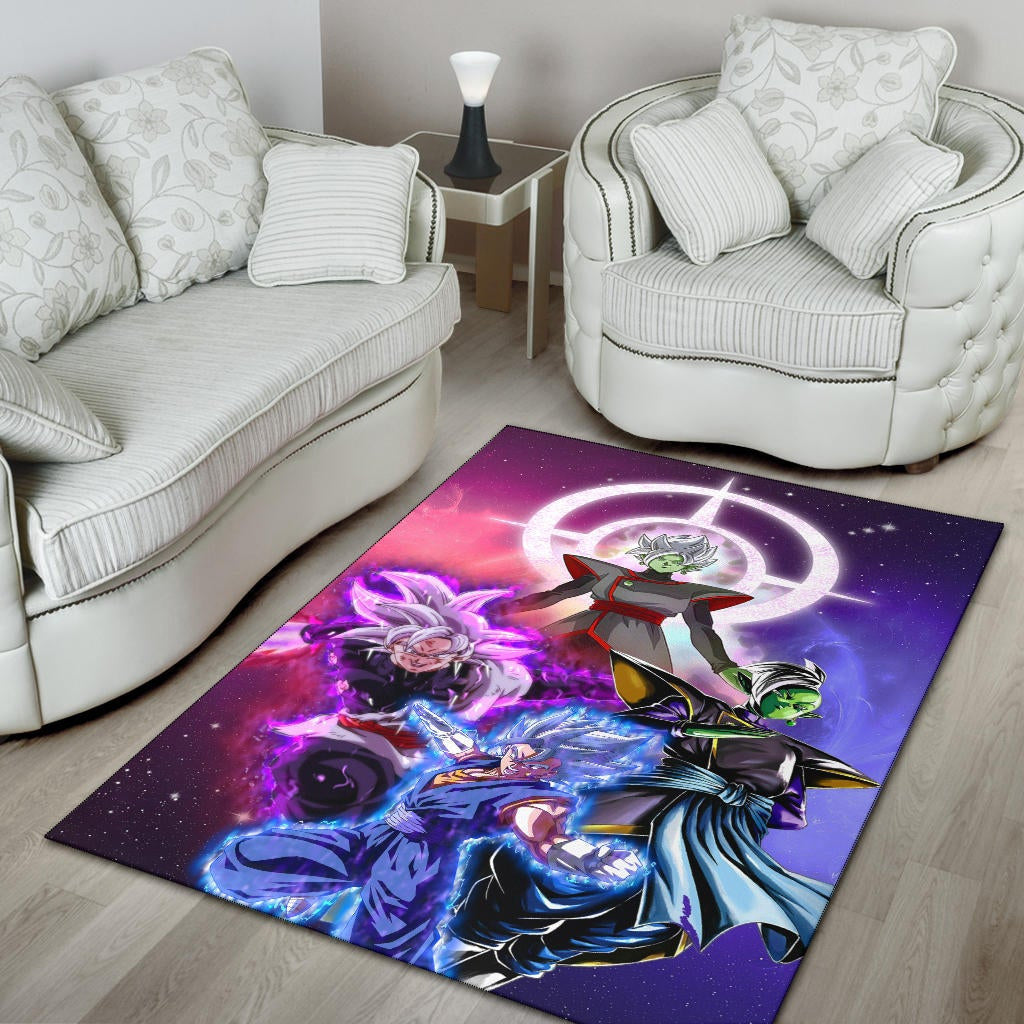 Dragon Ball Anime Area Rug - DB Super Saiyan Fighting Burst Limit Red And Blue Rugs Home Decor
