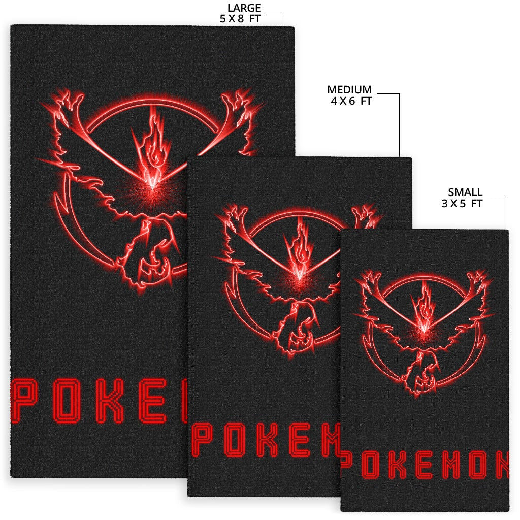 Pokemon Anime Area Rug Team Valor Symbol Red Moltres Relies On Strength Pokemon Go Rugs Home Decor