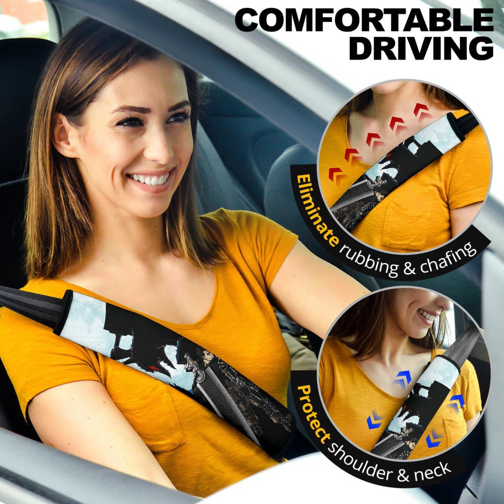 Berserk Anime Seat Belt Covers - Guts Armor Armadura Pose With Sword Full Moon Belt Covers