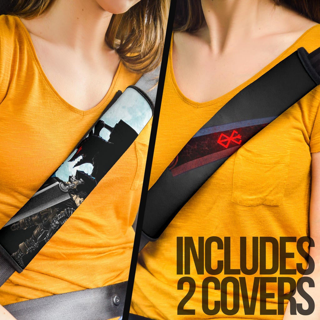 Berserk Anime Seat Belt Covers - Guts Armor Armadura Pose With Sword Full Moon Belt Covers
