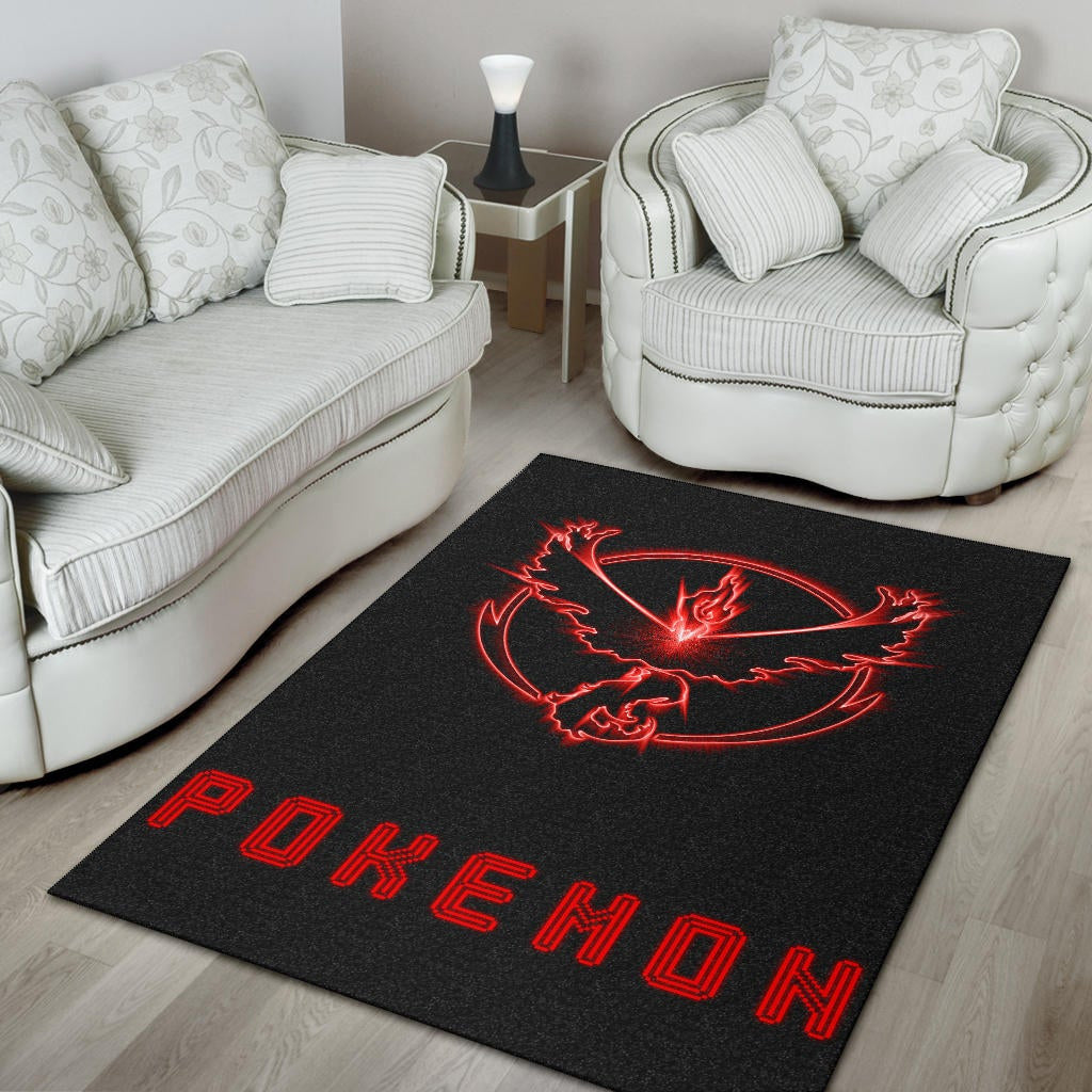 Pokemon Anime Area Rug Team Valor Symbol Red Moltres Relies On Strength Pokemon Go Rugs Home Decor