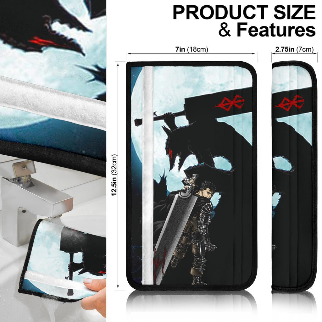 Berserk Anime Seat Belt Covers - Guts Armor Armadura Pose With Sword Full Moon Belt Covers