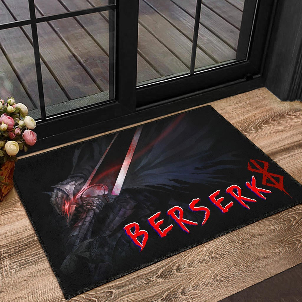 Berserk Anime Door Mat - Guts Armor Armadura With Sword Artwork Red Highlight Door Mat Home Decor
