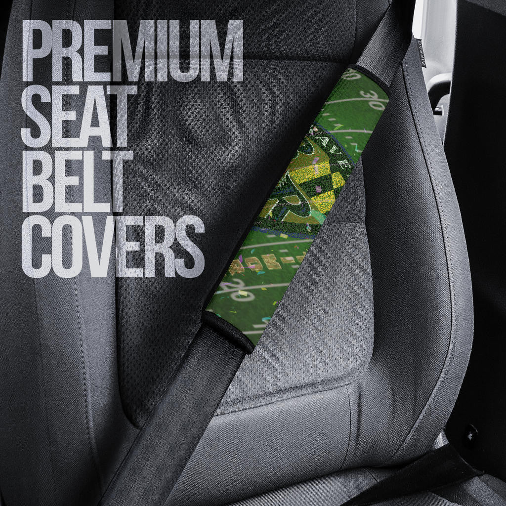 Baltimore Ravens American Football Team Seat Belt Covers Angry Muscle Raven Holding Rugby Ball Running On Field Belt Covers