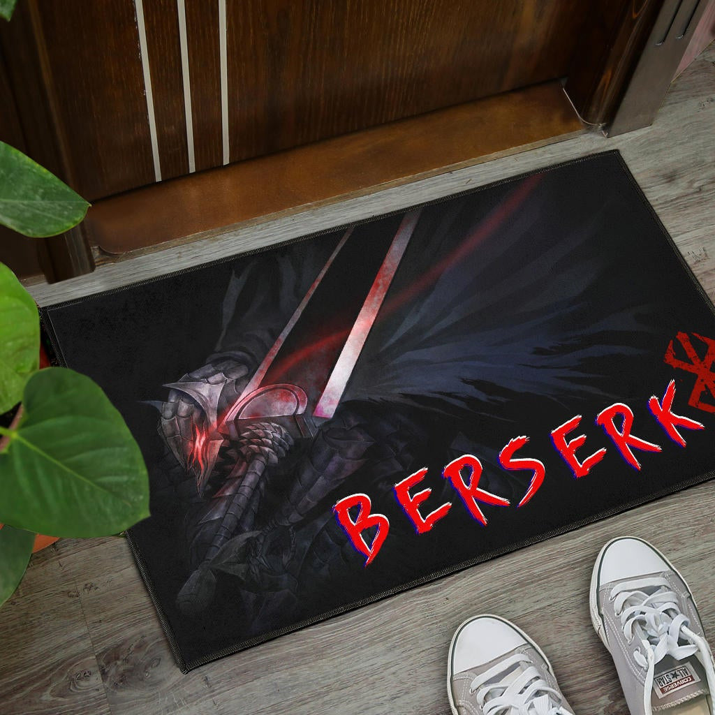 Berserk Anime Door Mat - Guts Armor Armadura With Sword Artwork Red Highlight Door Mat Home Decor