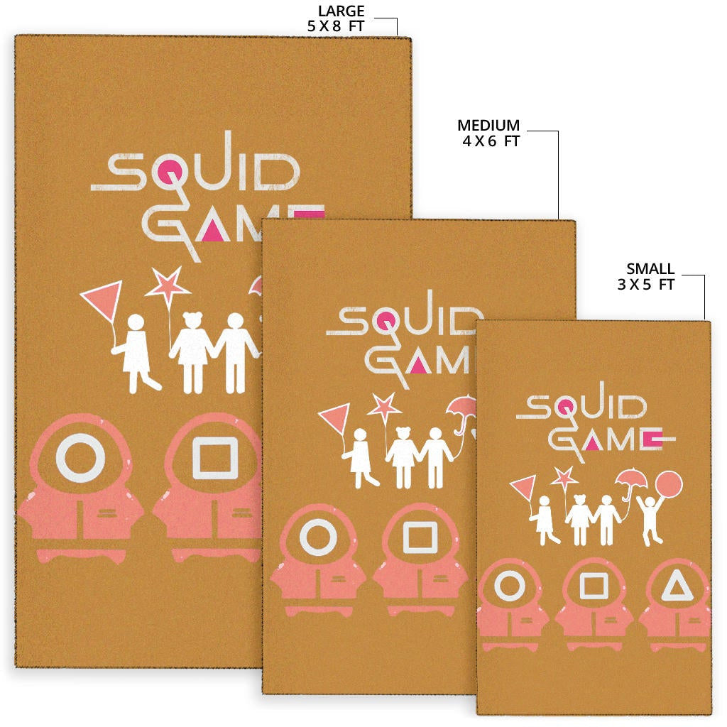 Squid Game Movie Area Rug Dalgona Challenge Round Square Triangle Umbrella Fat Squid Worker Rugs Home Decor