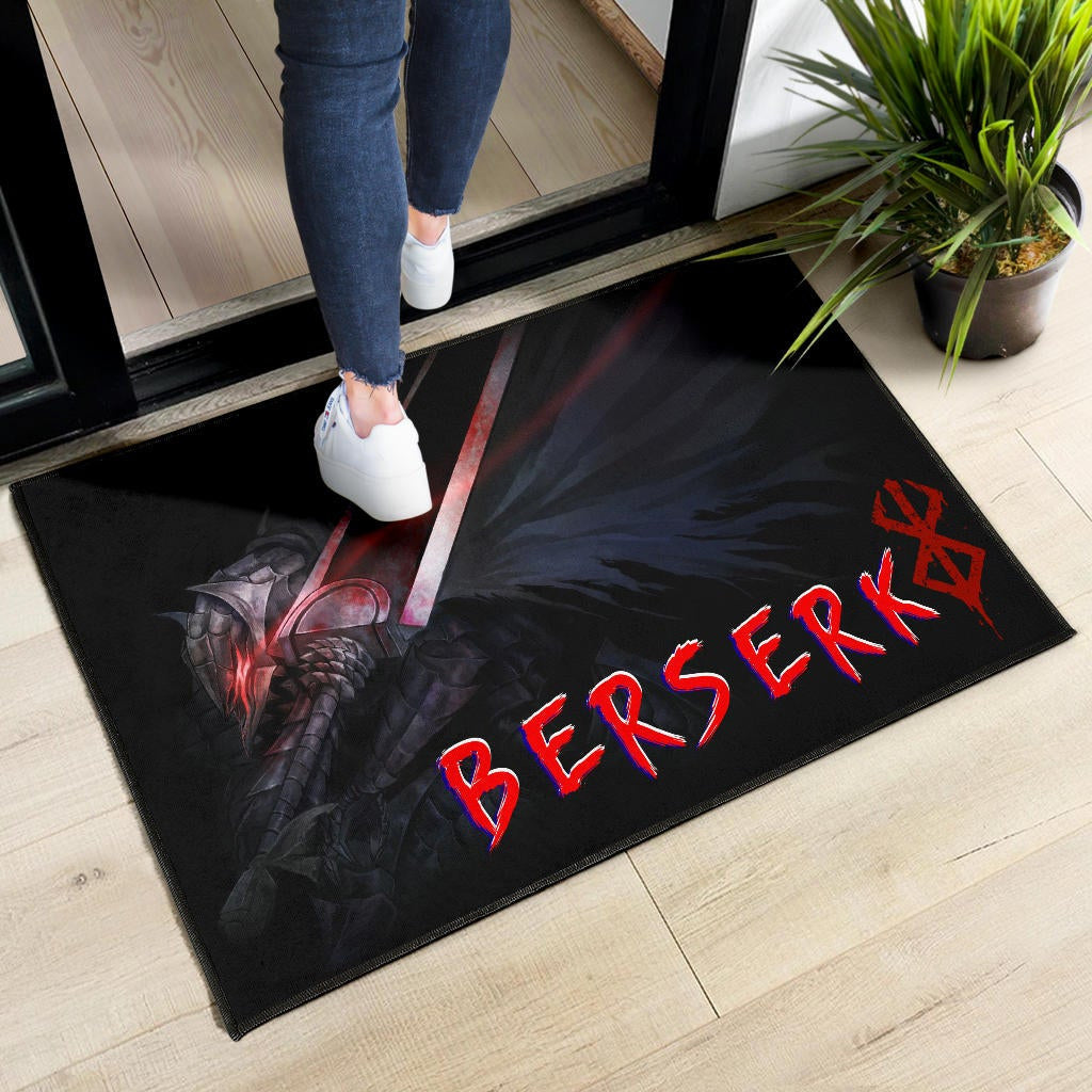 Berserk Anime Door Mat - Guts Armor Armadura With Sword Artwork Red Highlight Door Mat Home Decor