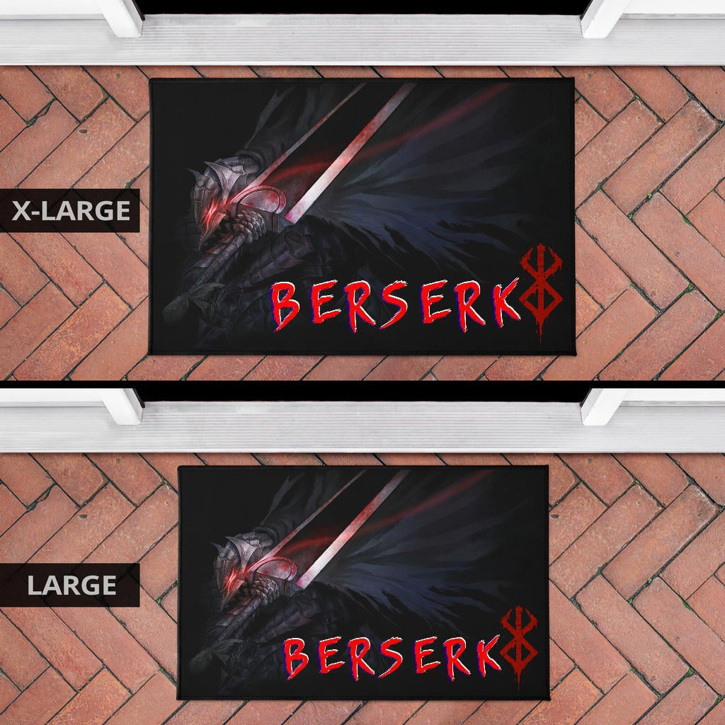 Berserk Anime Door Mat - Guts Armor Armadura With Sword Artwork Red Highlight Door Mat Home Decor