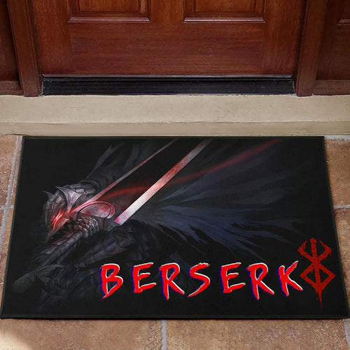 Berserk Anime Door Mat - Guts Armor Armadura With Sword Artwork Red Highlight Door Mat Home Decor