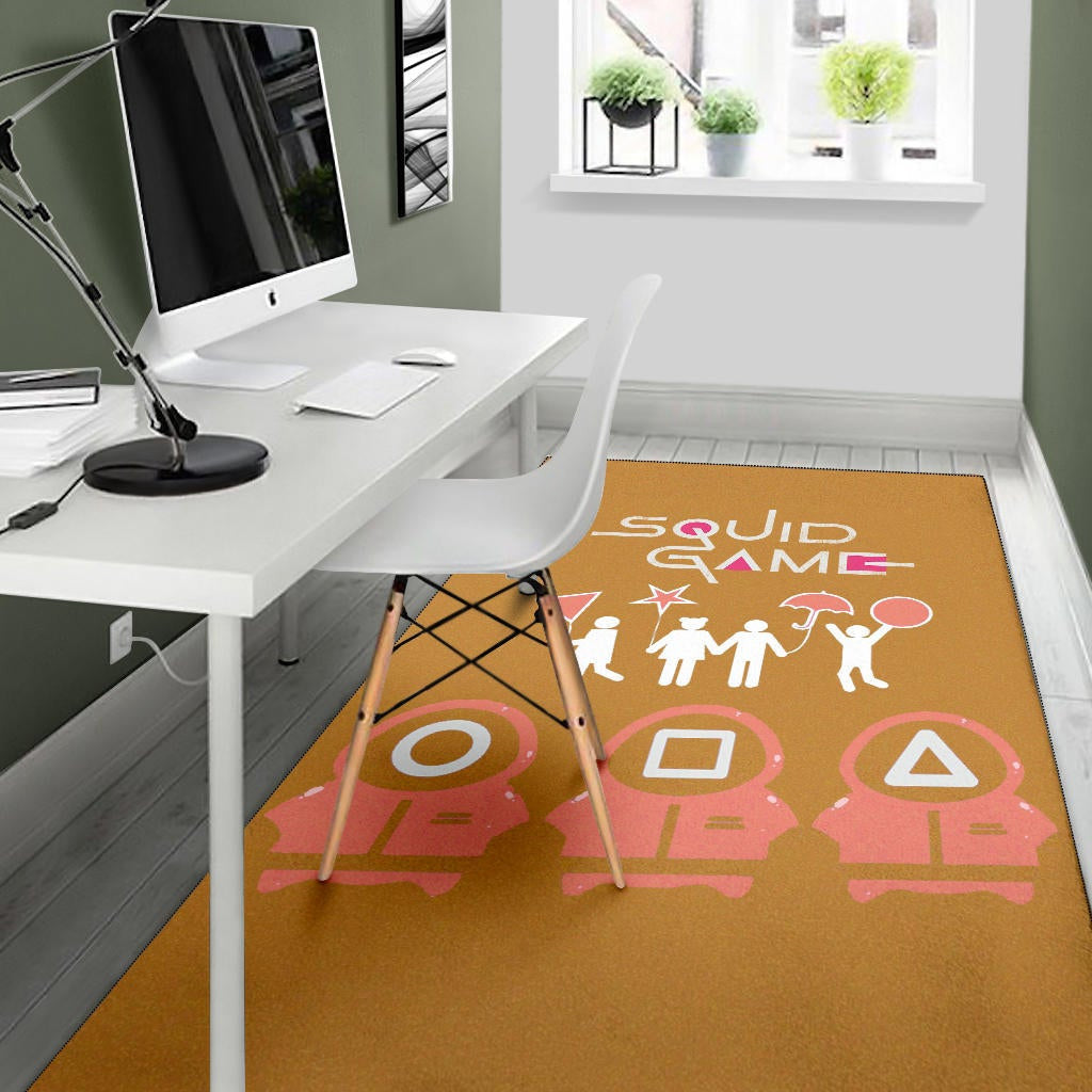 Squid Game Movie Area Rug Dalgona Challenge Round Square Triangle Umbrella Fat Squid Worker Rugs Home Decor