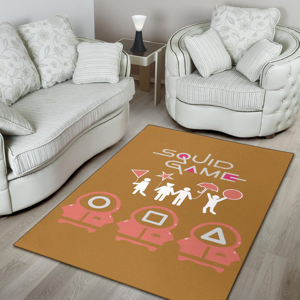 Squid Game Movie Area Rug Dalgona Challenge Round Square Triangle Umbrella Fat Squid Worker Rugs Home Decor