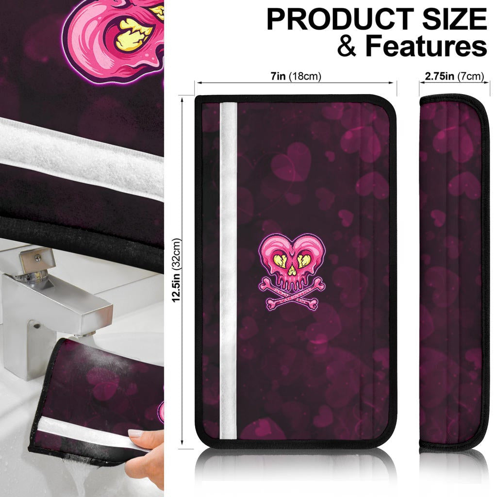 Valentine Seat Belt Covers Melting Heart Skull Poison Valentine Heart Background Belt Covers