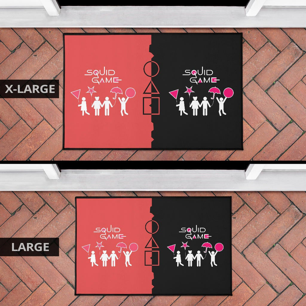 Squid Game Movie Door Mat - Dalgona Challenge Round Square Triangle Umbrella Door Mat Home Decor