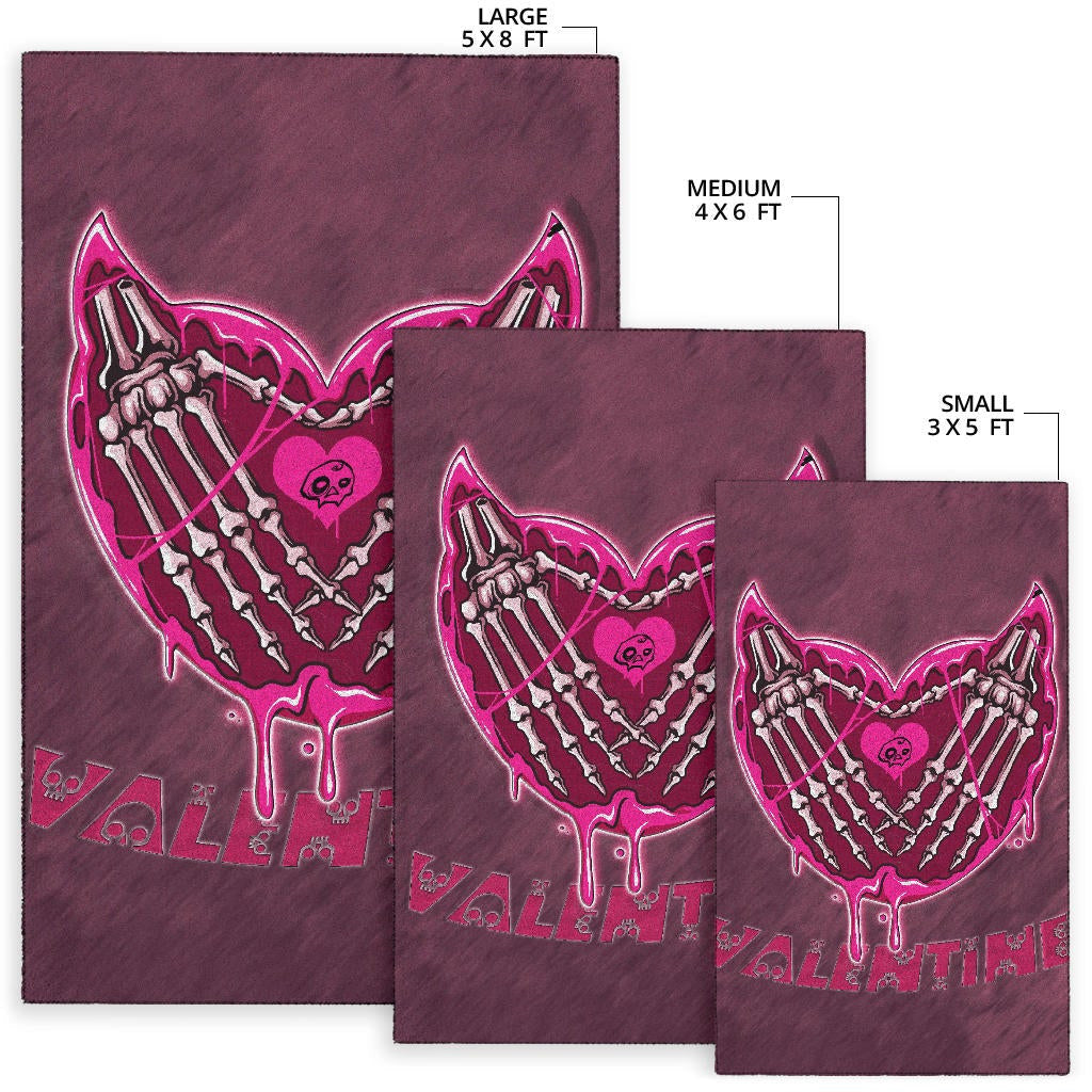 Valentine Area Rug Skeleton Hands In Melting Heart Valentine Pink Text Rugs Home Decor NT121104