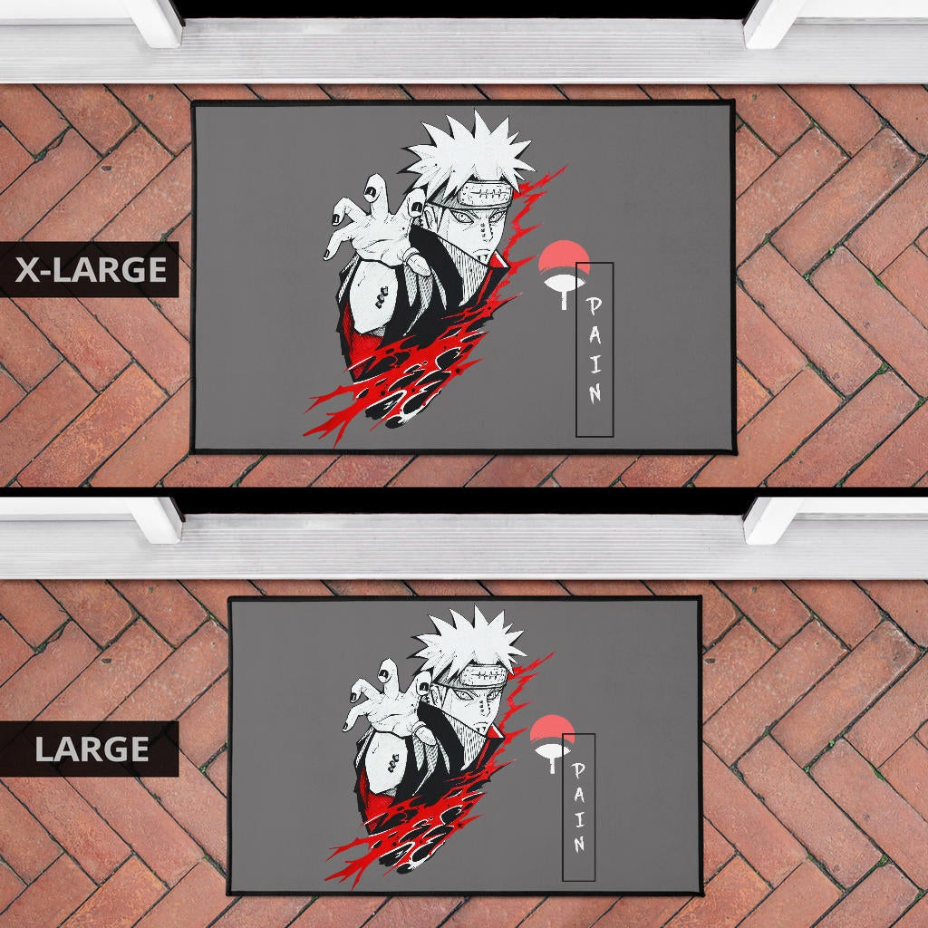 Naruto Anime Door Mat - Pain Nagato Red Black White Artwork Door Mat Home Decor