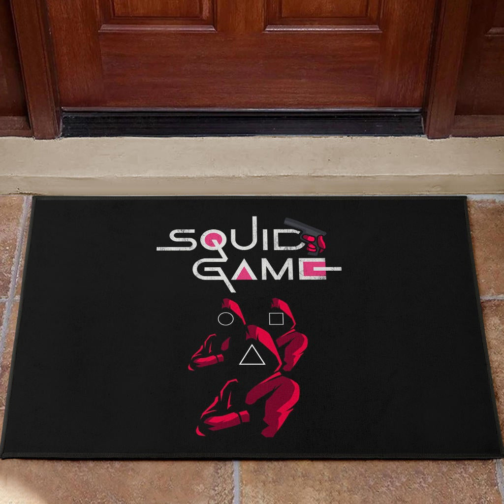 Squid Game Movie Door Mat Red Squid Worker Round Square Triangle Symbol Door Mat Home Decor