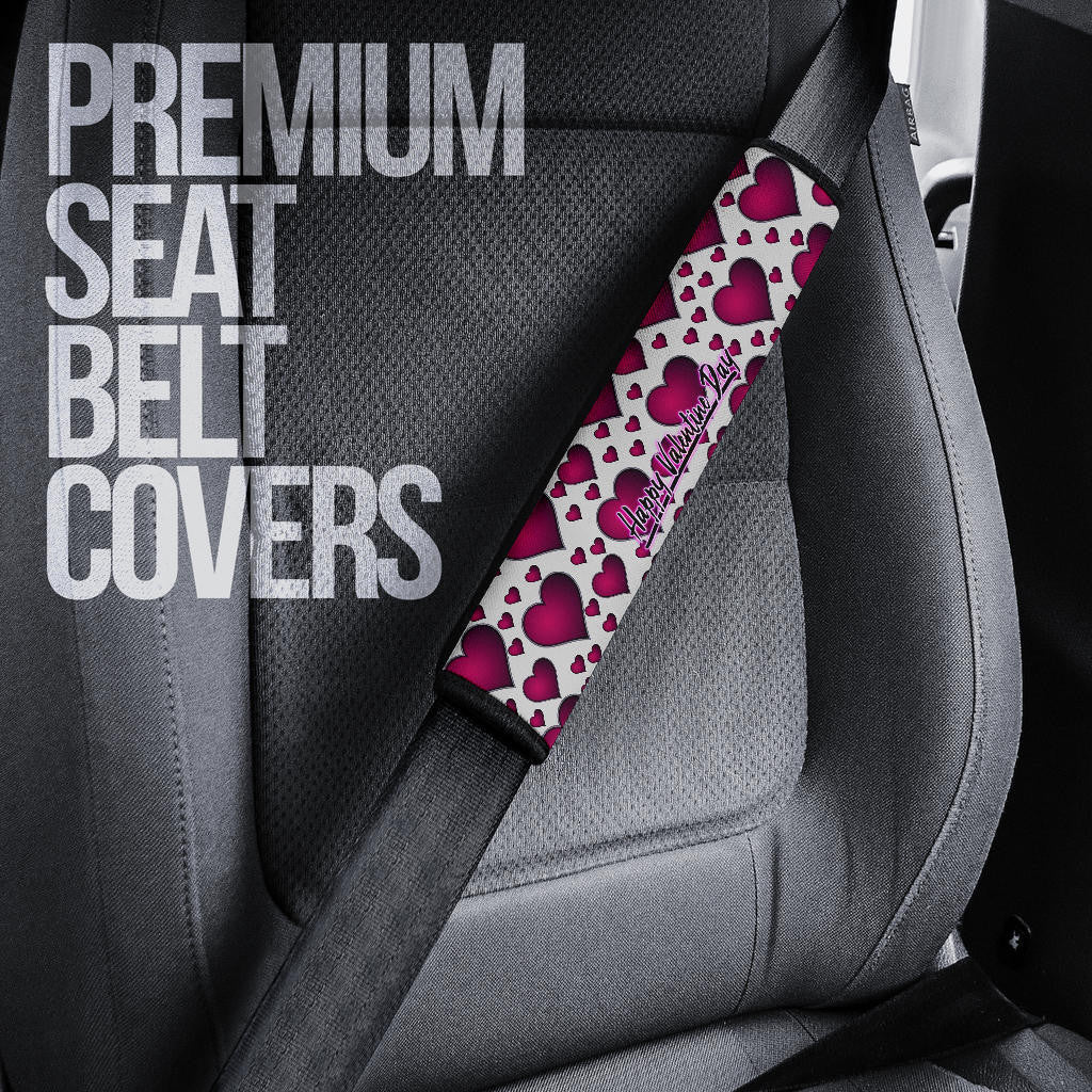 Valentine Seat Belt Covers Couple Skull Love Life Happy Valentine Day Pink Heart Patterns Belt Covers