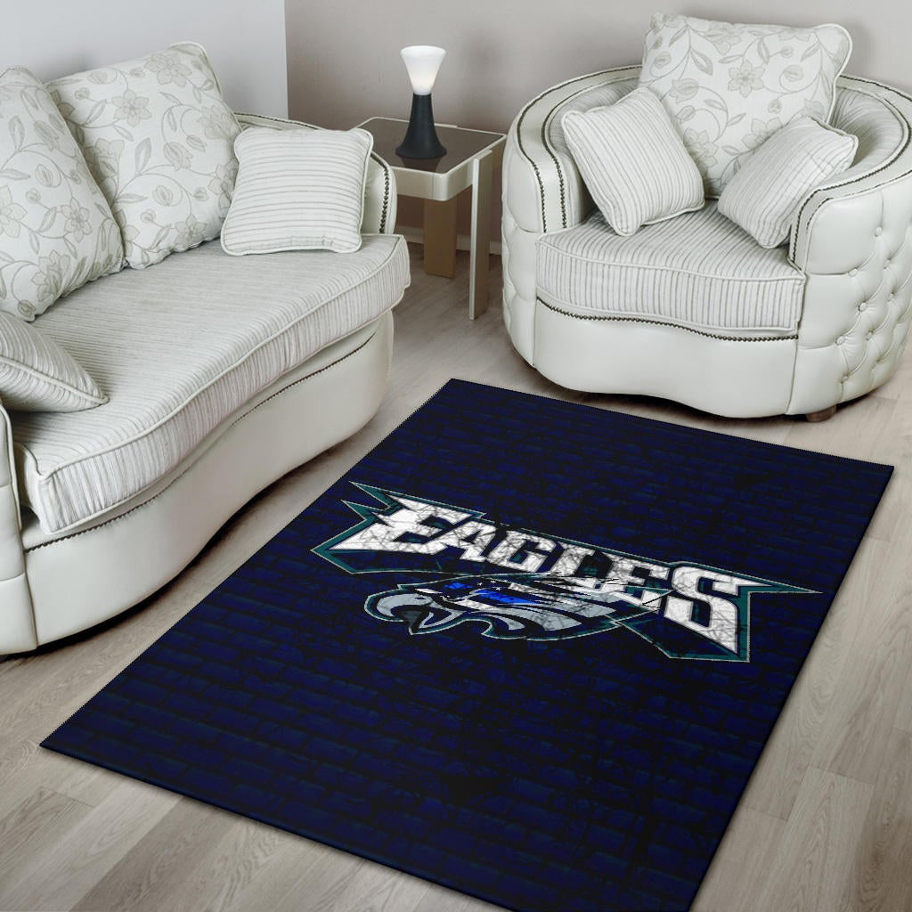 Philadelphia Eagles American Football Team Area Rug Sharp Eagle Head US Flag Blue Brick Wall Rugs Home Decor