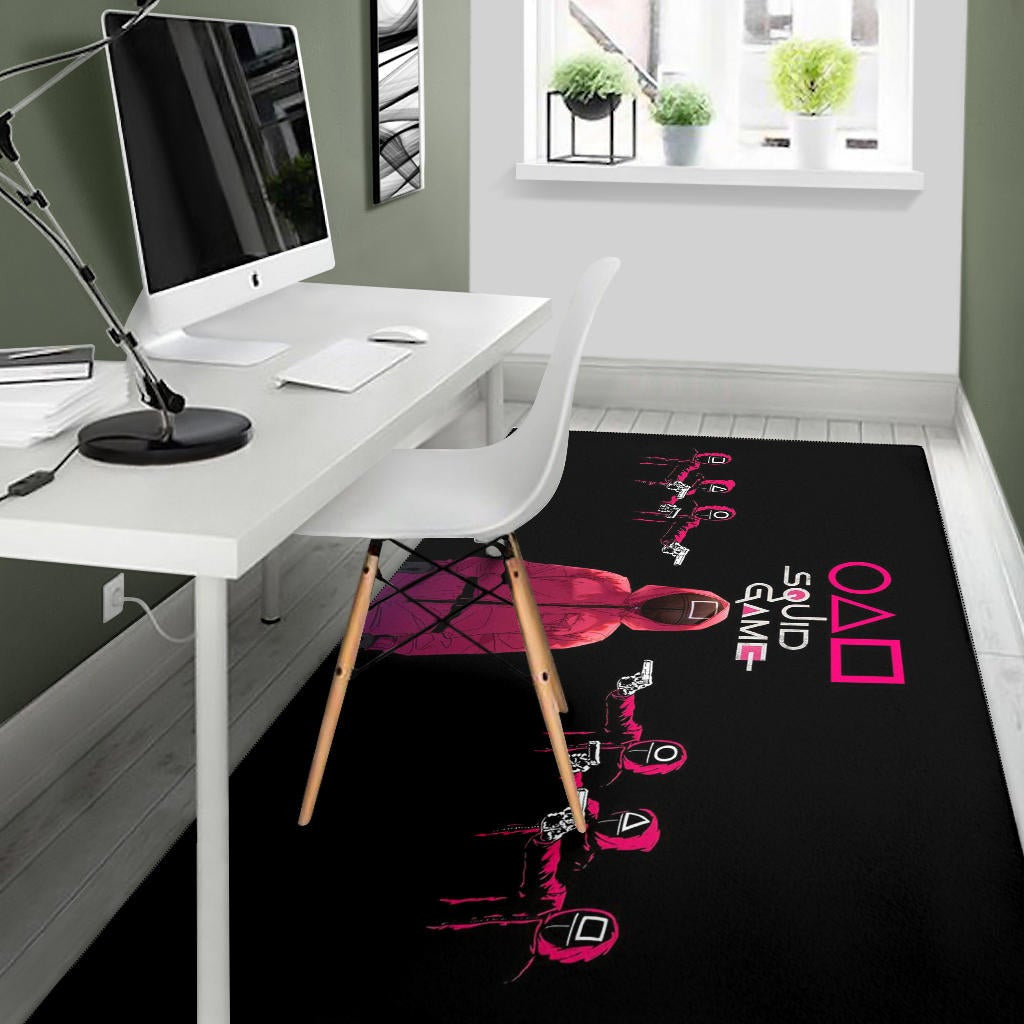 Squid Game Movie Area Rug Squid Worker Spy Attacked By Others Artwork Rugs Home Decor