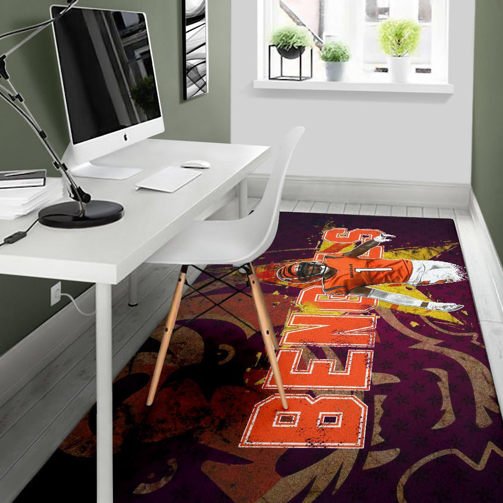 Cincinnati Bengals American Football Team Area Rug Ja'Marr Chase Yellow Star Grrr Bengal Rugs Home Decor