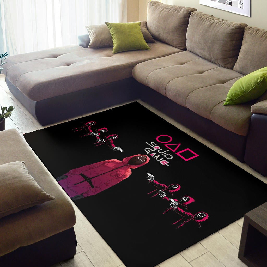 Squid Game Movie Area Rug Squid Worker Spy Attacked By Others Artwork Rugs Home Decor