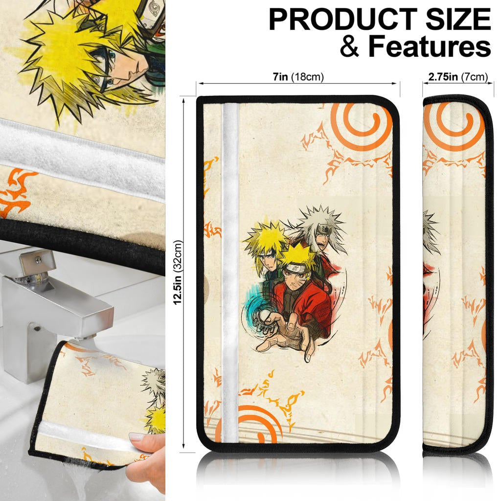 Naruto Anime Seat Belt Covers - Naruto Minato And Jiraiya Vintage Background Belt Covers