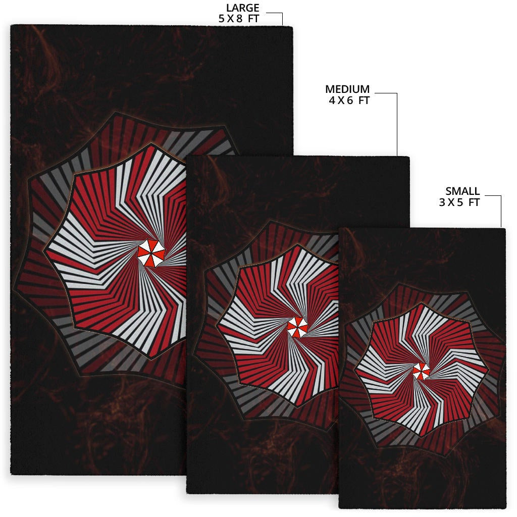 Resident Evil Game Area Rug - Umbrella Corp Symbol Spiral Rugs Home Decor