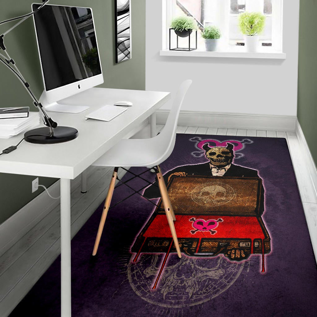 Skull Area Rug - Choose A Sign Skeleton Satan Wearing Suit Rugs Home Decor