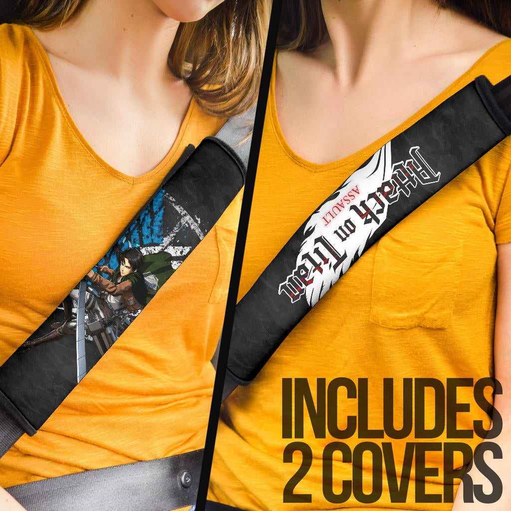 Attack On Titan Anime Seat Belt Covers AOT Levi Ackerman Attack Watercolor Wings Of Freedom Smoking Belt Covers
