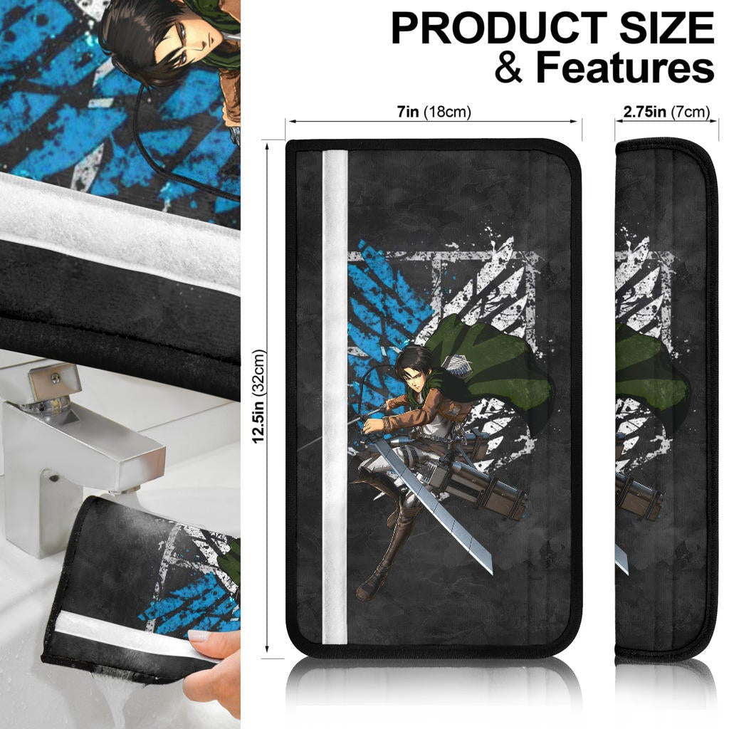 Attack On Titan Anime Seat Belt Covers AOT Levi Ackerman Attack Watercolor Wings Of Freedom Smoking Belt Covers