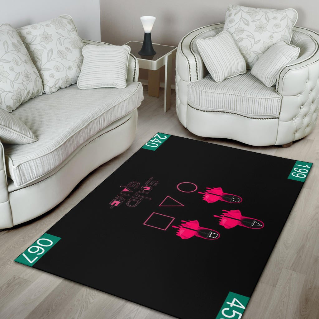 Squid Game Movie Area Rug Pink Round Triangle Square Worker Melting Players Number Rugs Home Decor