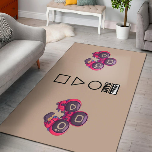 Squid Game Movie Area Rug Cute Chibi Round Triangle Square Worker Making Contact Card Rugs Home Decor