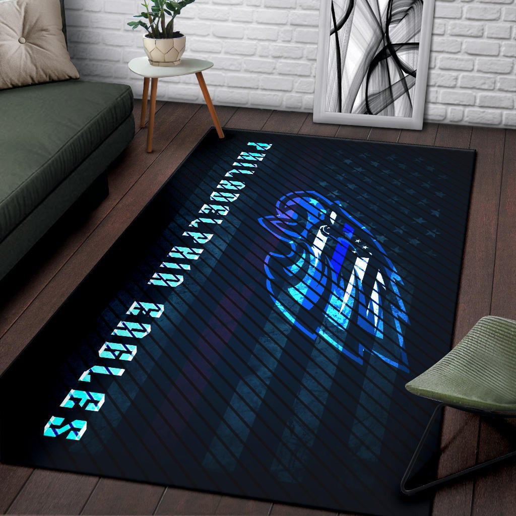 Philadelphia Eagles American Football Team Area Rug Blue Neon Eagle Head US Flag Underground Rugs Home Decor
